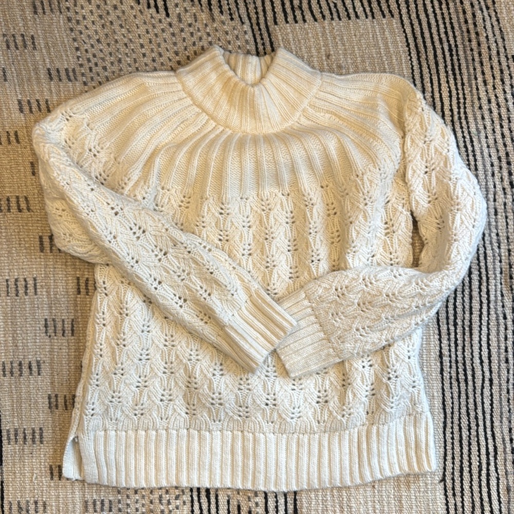 Madewell cream mock turtleneck sweater with detail size S